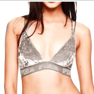🎁 NWT Pink Victoria's Secret Velour Bralette in Cream
